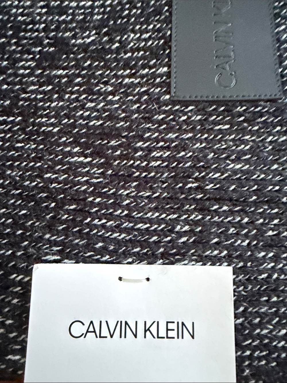 Calvin Klein Black & White Marled Fringe Scarf - Picture 9 of 9